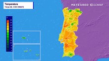 Temperaturas caem 7 °C amanhã em vários distritos e Bragança espera quase 50 mm de chuva