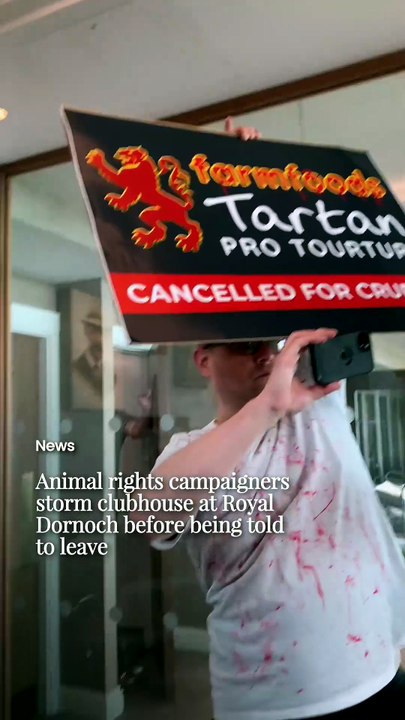 Protestors inside clubhouse at Royal Dornoch Golf Club