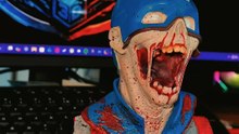 Réalisation de captain america zombie , imprimé en 3D sur une mono 4K et peinte à la main