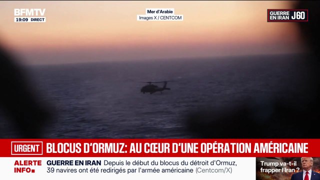 Blocus du détroit d'Ormuz: les images d'un navire suspect fouillé par l'armée américaine