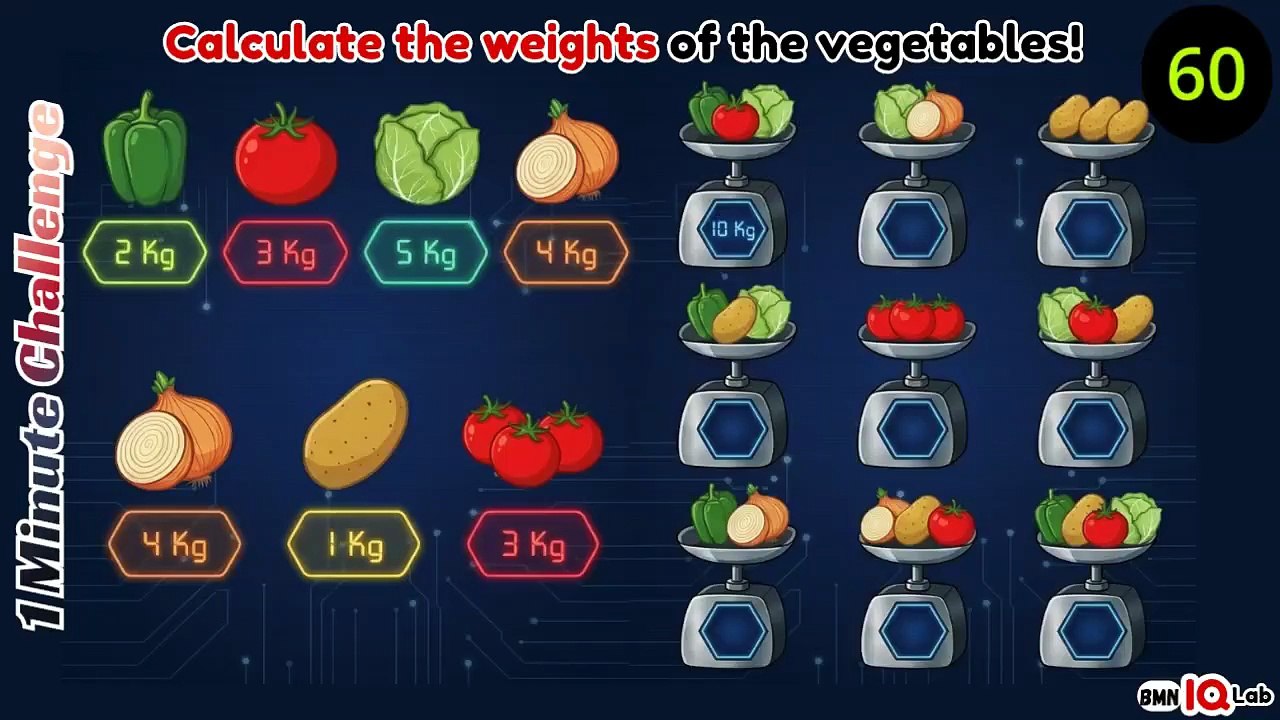 #OnlyGeniusesCan 😏💯 Calculate the weights of the vegetables! ⚖️