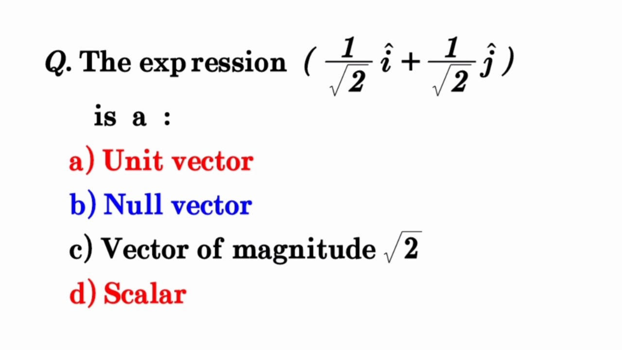 The expression 1/√2i+1/√2j is a