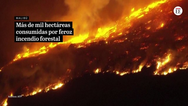 Más de mil hectáreas consumidas por feroz incendio forestal en Malibú