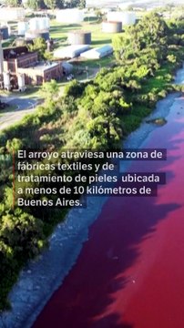 Las aguas de un arroyo de Buenos Aires bajan teñidas de rojo