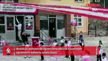 Okul bahçesinde feci olay! Öğretmenin üzerine tabela düştü