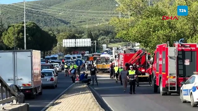 İzmir'de freni boşalan TIR çok sayıda araca çarptı,