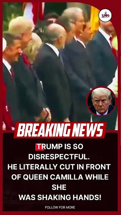 Trump cutting in front of Queen Camilla while she was greeting people… seriously? 😳