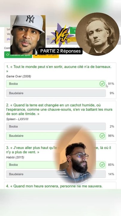 BOOBA VS BAUDELAIRE Pt 2 réponses #quizz #litteratureQuel Rappeur ensuite ?