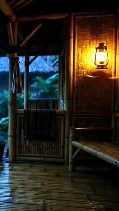 Cozy Bamboo House in the Rain 🌧️ Relaxing Nature Sounds for Sleep