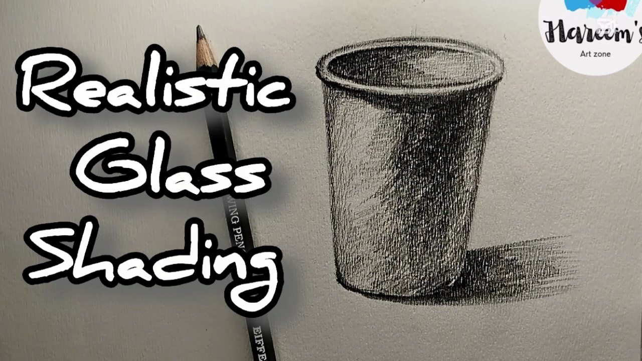 How to draw a glass, still live drawing and shading, realistic glass shading