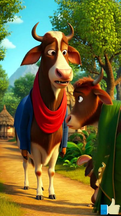 कर्मा कहानी 🐄 गाय हीरो बन गया Emotional Animal Cartoon Story #कर्माकहानी #CowHero #HindiCartoon