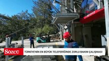Türkiye'nin en büyük teleferiğinde zorlu bakım çalışması