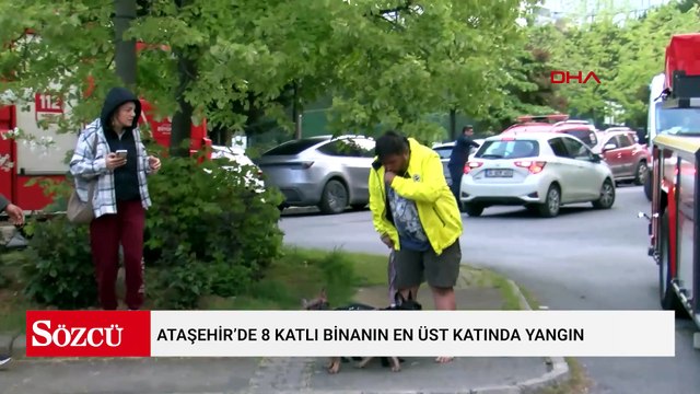 Ataşehir’de 8 katlı binanın en üst katında yangın; engelli köpek içerde mahsur kaldı