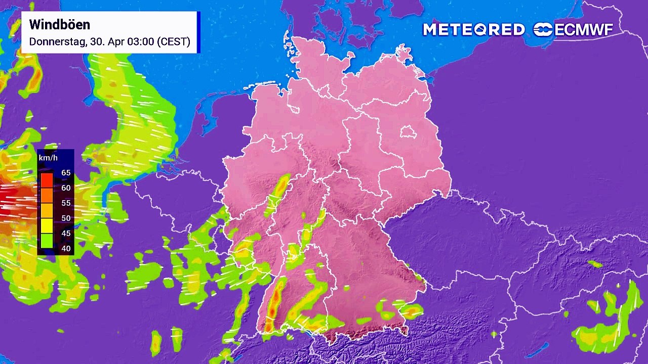 In Hessen und den angrenzenden Mittelgebirgen frischt der Ostwind im Tagesverlauf böig auf und kann in freien Lagen sowie auf höheren Lagen zeitweise steife bis stürmische Böen erreichen, während er in den Niederungen meist spürbar nachlässt.