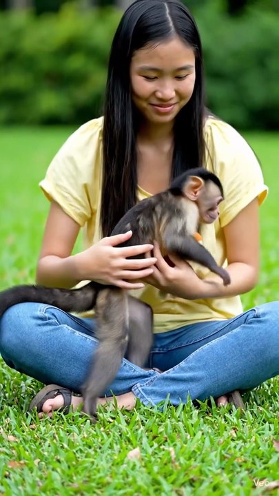 A Heartwarming Moment: AI-Generated Interaction with a Monkey