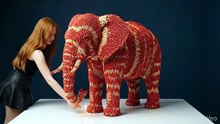 Elephant matchstick statue