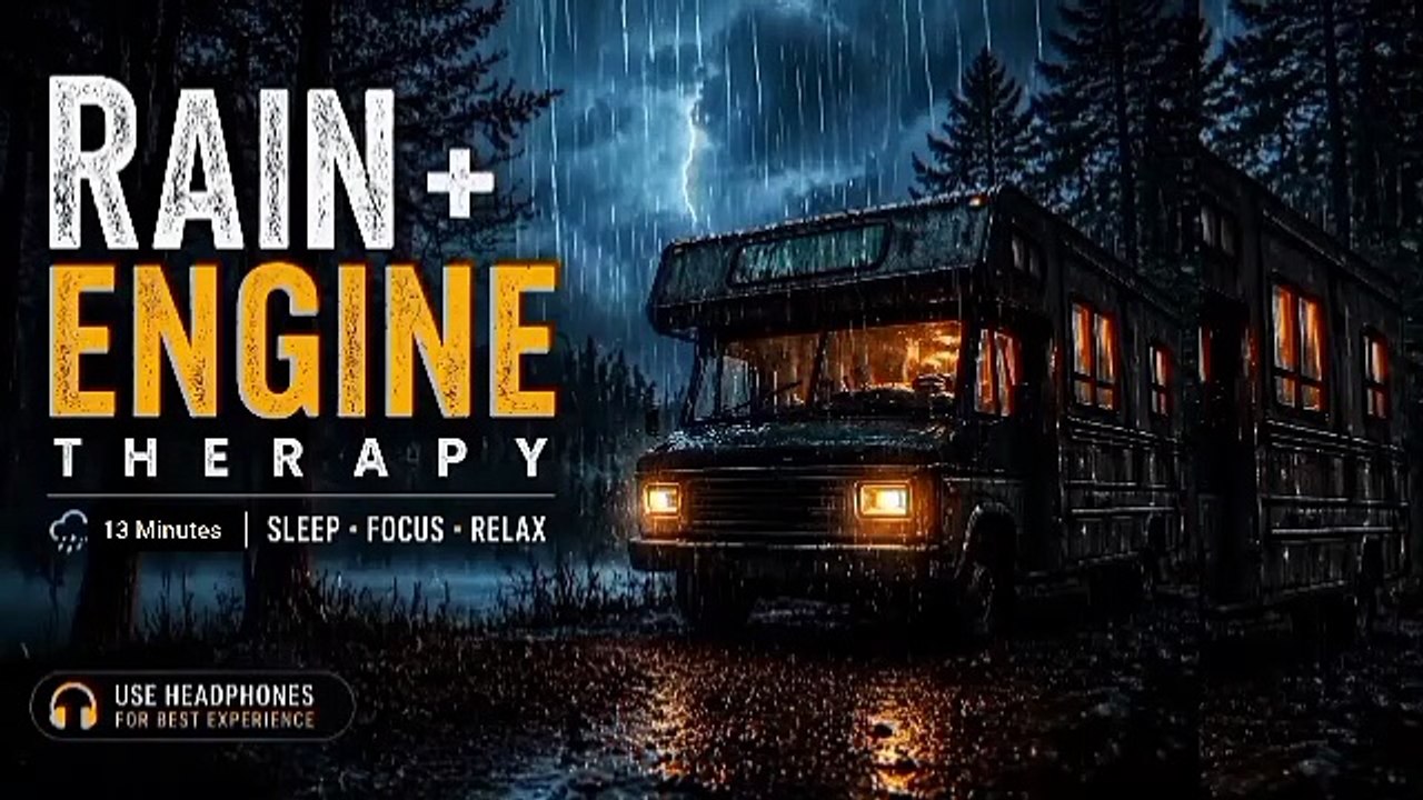 Rainy Truck Engine Sounds 🌧️ | 13 Min Deep Focus & Relaxation