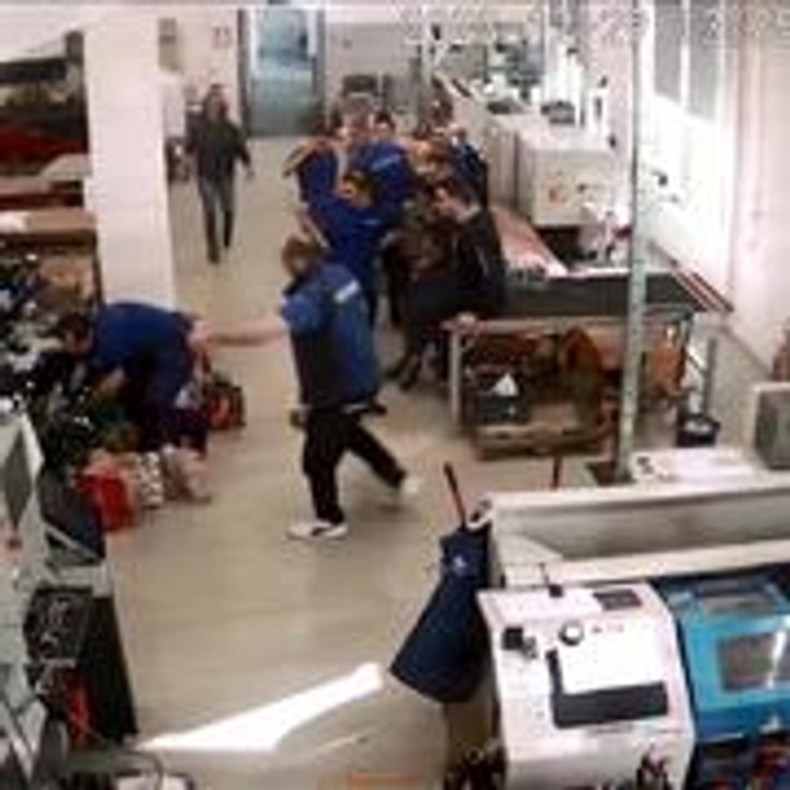 Man Falls and Knocks Over Christmas Tree After Chest Bump