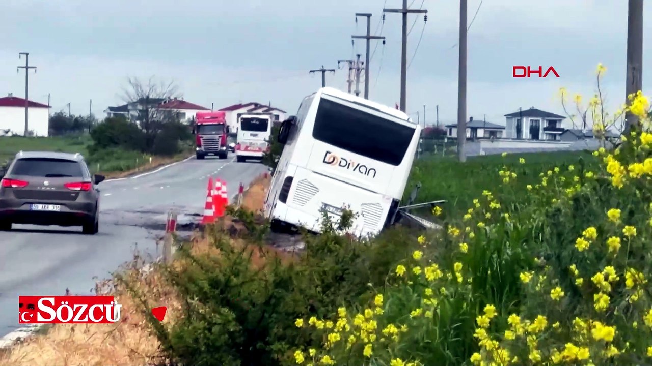 1 Mayıs kutlamalarına giden işçileri taşıyan otobüs yoldan çıktı; 1 yaralı