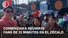 Llegan asistentes al Zócalo para el concierto de 31 minutos