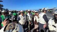 Javier Milei arribó al portaaviones de Estados Unidos y participó de los ejercicios navales