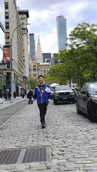 Nelson Wang strolled through Union Square in Manhattan on April 30, 2026. This video was shot by Gonzalez.