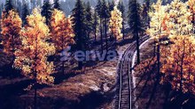 Autumn Forest Journey with Winding Train Tracks