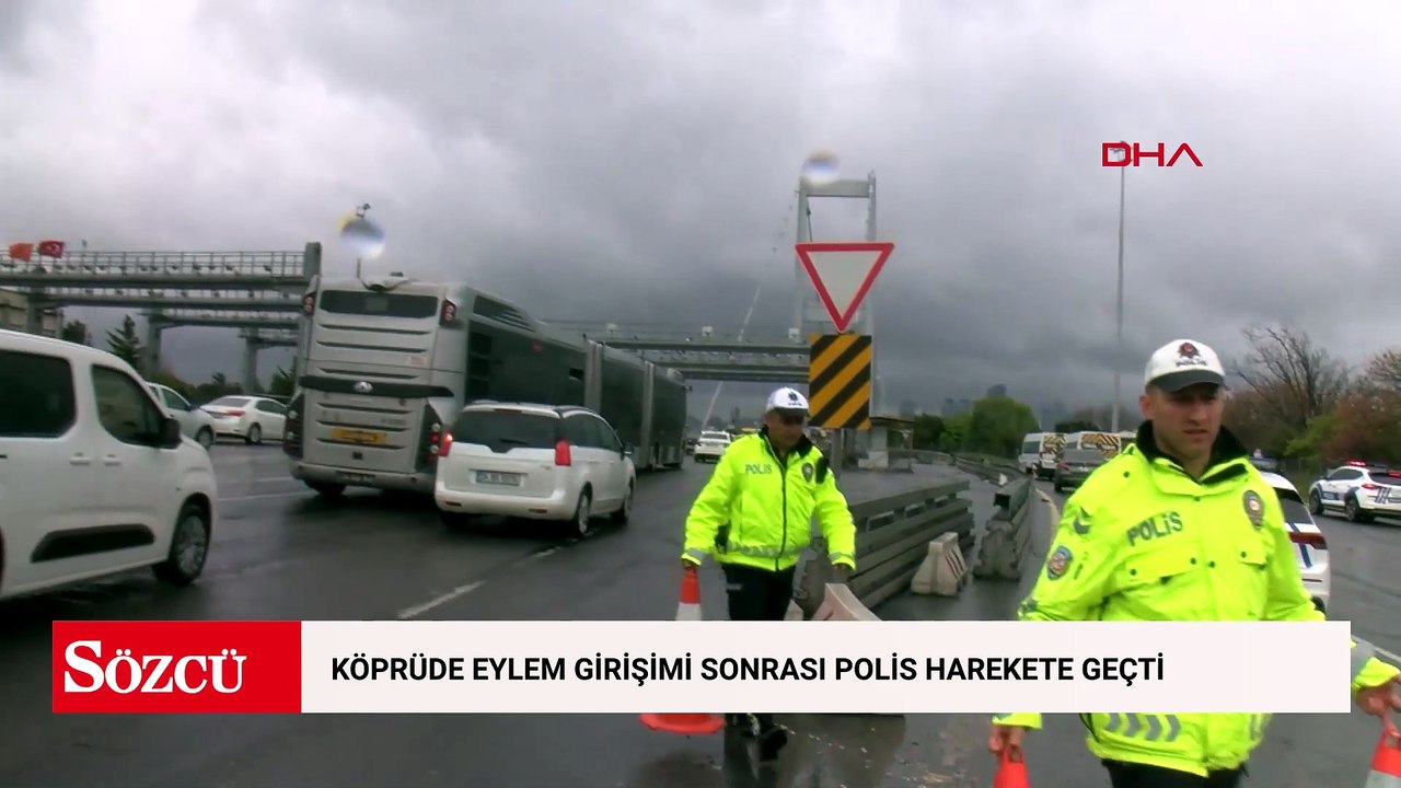 15 Temmuz Şehitler Köprüsü'nde trafiği kapatıp izinsiz gösteriye yapmak isteyenlere müdahale