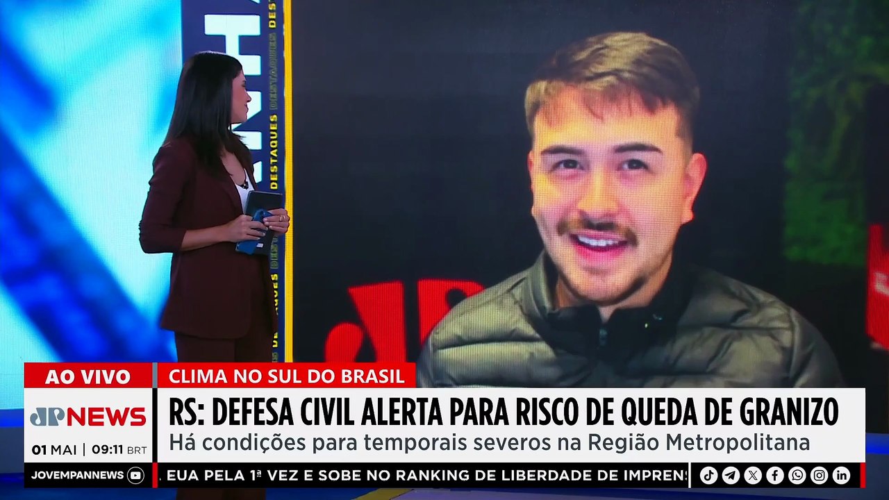 Alerta no RS: Defesa Civil avisa para risco de queda de granizo