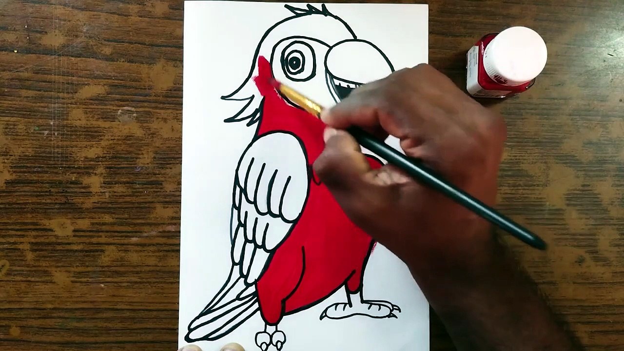 How to Draw a Macaw Parrot Step by step With Color _ Learning Kids _ Coloring Page