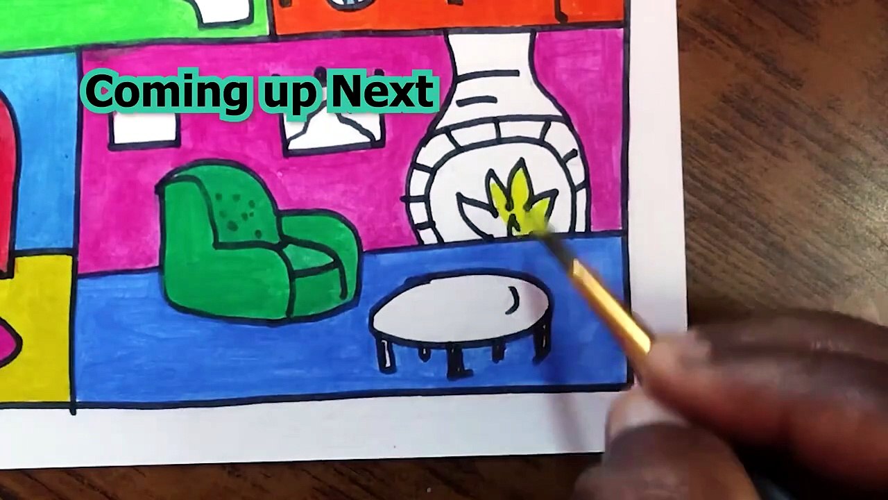 How to Draw a House Bedroom Bathroom and Living Room Easy _ Learning Kids