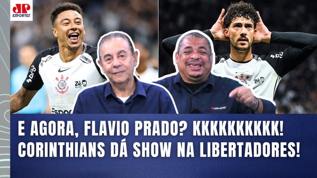 HILÁRIO! KKKKKK! FLAVIO PRADO VÊ CORINTHIANS GANHAR A 3ª EM 3 JOGOS NA LIBERTADORES E SE SURPREENDE!