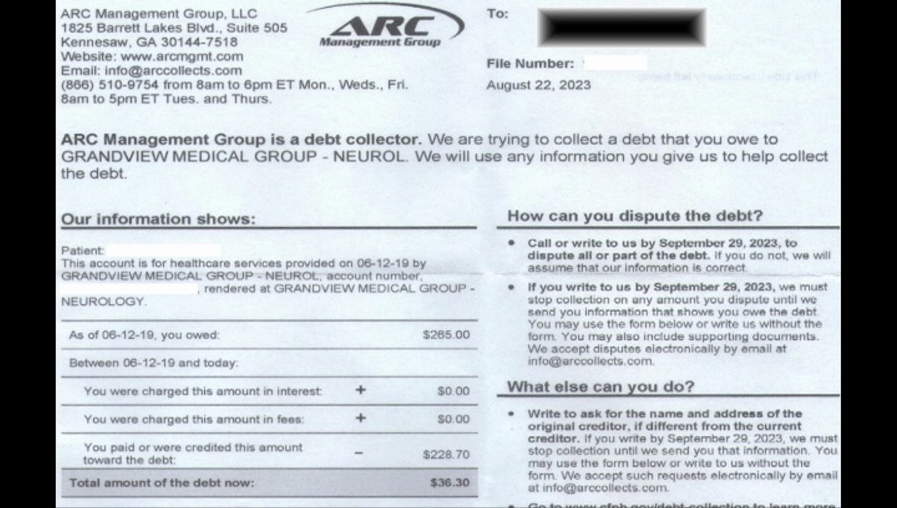 Grandview Neurology / Kyle Hudgens MD Bills Arriving In My Mail 4 Years On-They Owe Me Service FIRST