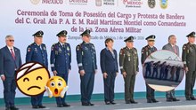Delfina Gómez lidera toma de protesta en la Primera Zona Aérea marcada por la caída de escenografía