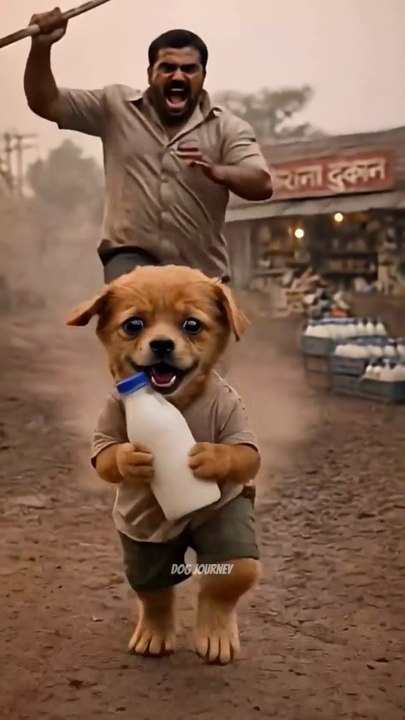 When poor Puppy 🐕 didn't have money for milk 🍼 Lord Krishna gave him a cow 🐄