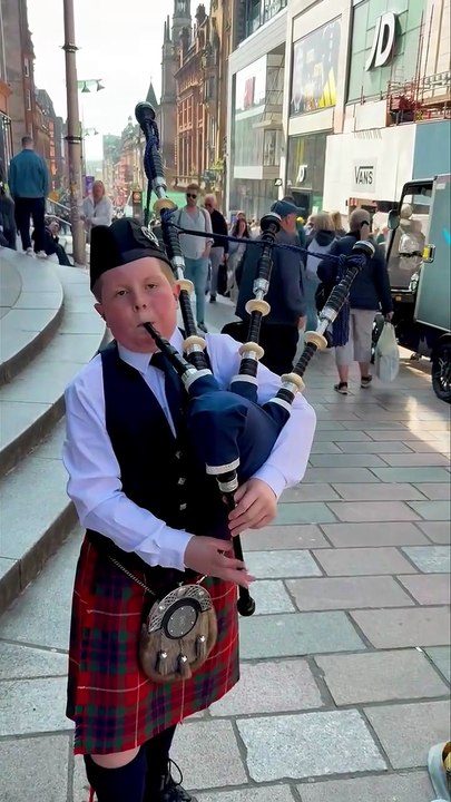 Talented young piper Liam playing _Scotland the Brave_ in central Glasgow. _glasgow _peoplemakeglasgow