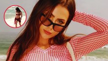 Visual vinho de Jade Picon chama atenção em ensaio à beira-mar