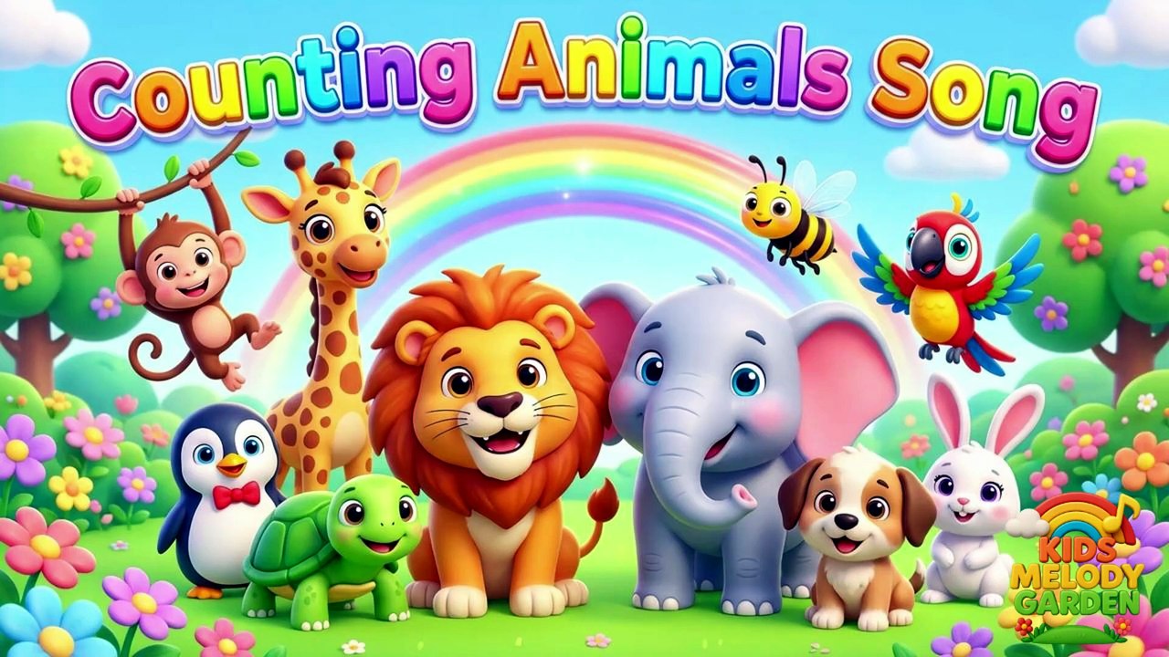 Counting Animals Song 🐘🔢 | Learn Numbers with Animals | Fun Counting Song for Kids | Kids Melody Garden