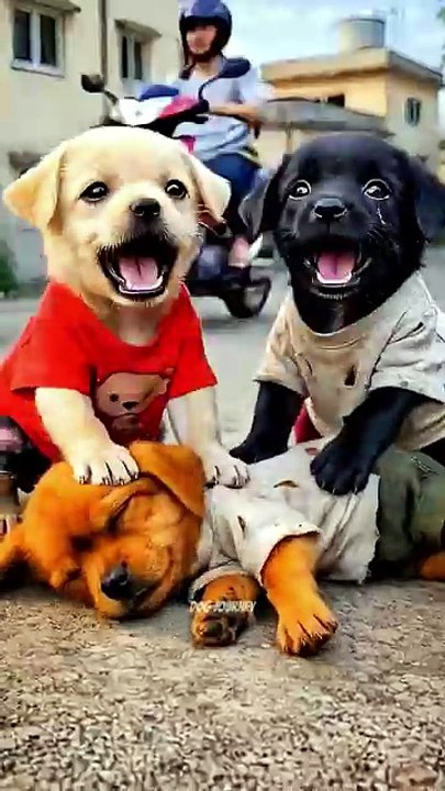 To save their brother, the two poor puppies 🐕 worked hard to pay the hospital fees 💸