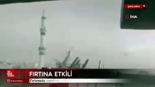 Şanlıurfa'da fırtınada minarenin yıkılma anı kamerada