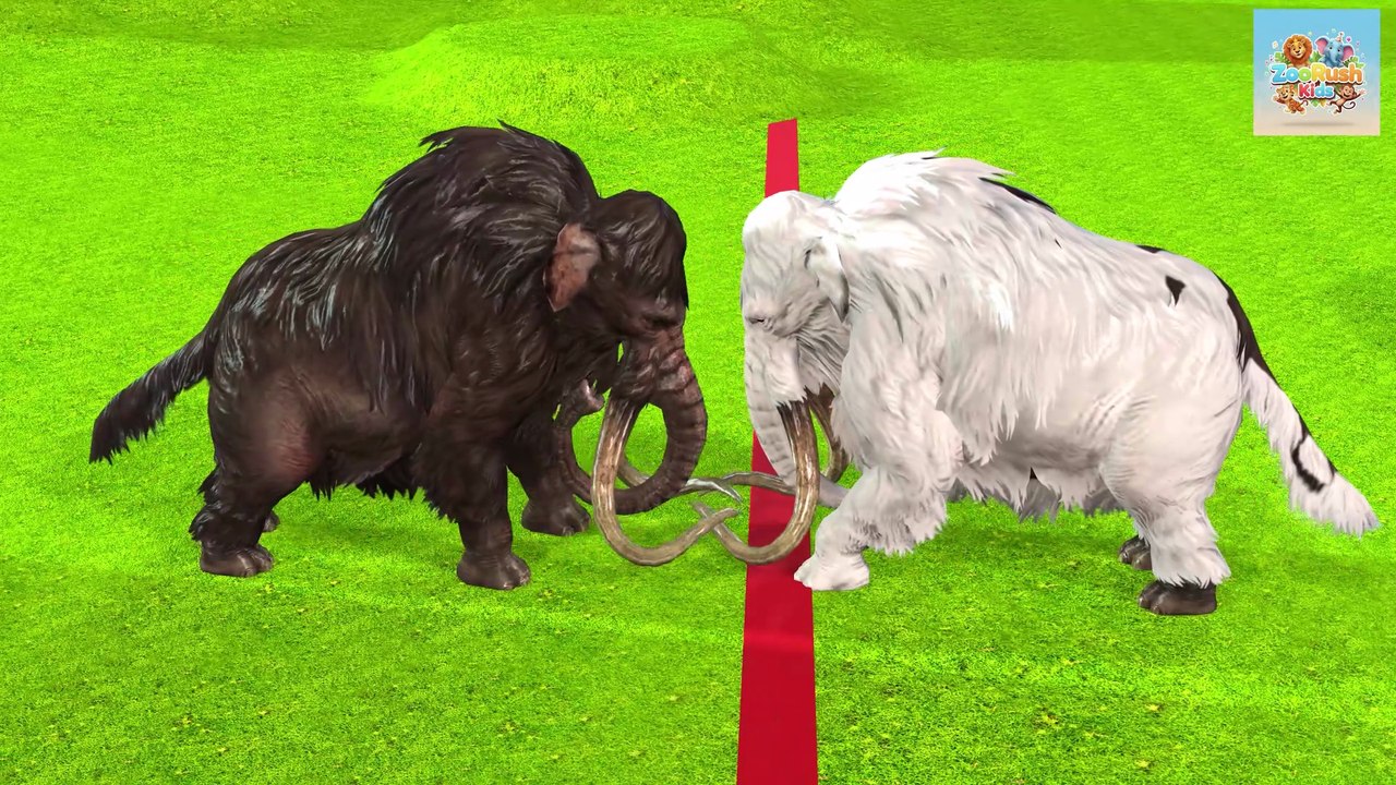 EPIC BATTLE Cenozoic Hybrid Beasts Vs Albino Itself Size Woolly Mammoth Vs Hybrid Elephant Dinosaur