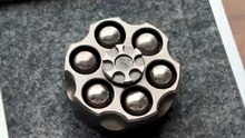 Stainless Steel Revolver Finger Spinner Hand Fidget Pocket EDC Toy Brass Bullets