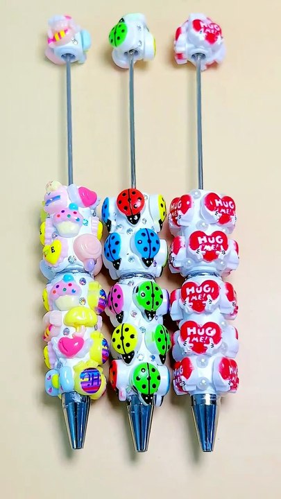 Cute beadable clay pens featuring lollipop candy, dessert, and umbrella series designs with sparkling AB rhinestones. Perfect for DIY stationery lovers, these pens add a sweet, playful, and colorful touch to writing. Ideal for gifts, school use, and creat