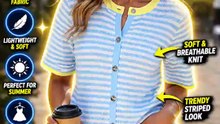 Saodimallsu Womens Short Sleeve Cardigans Striped Button Down – Cute Summer Fit 😍✨