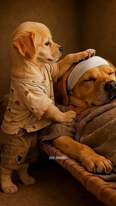 How did the poor puppy 🐕 take care of his mother 😭