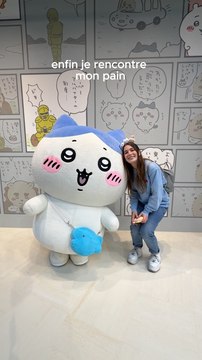 Moi et mon PAINNN (enfin ma peluche en forme de pain🤭)Évidemment je vois une mascotte, je me prends en photo avec 😌↕️#chiikawa #hachiware #chiikawapark #japon #voyagejapon