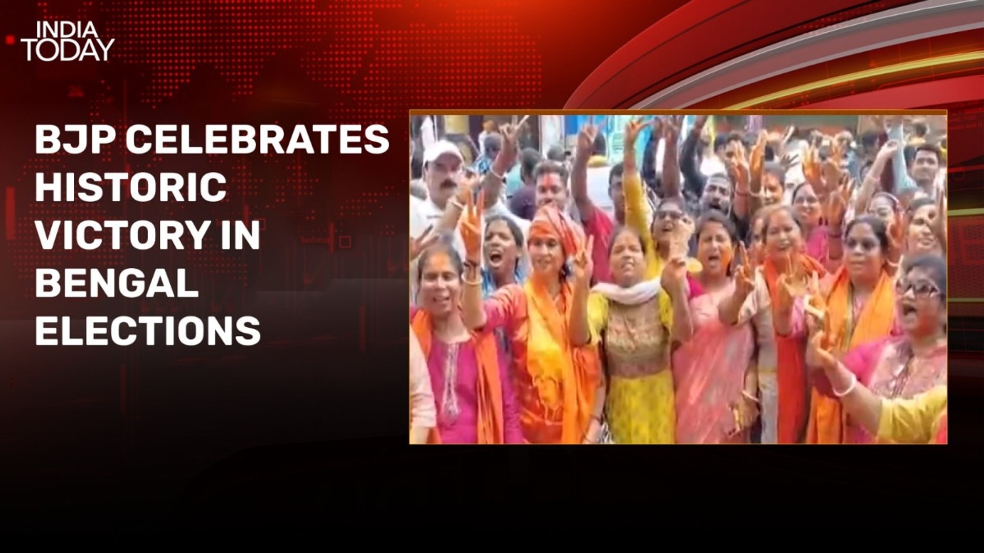 ⁣BJP workers celebrate historic win in Bengal with Rabindra Sangeet in Kolkata
