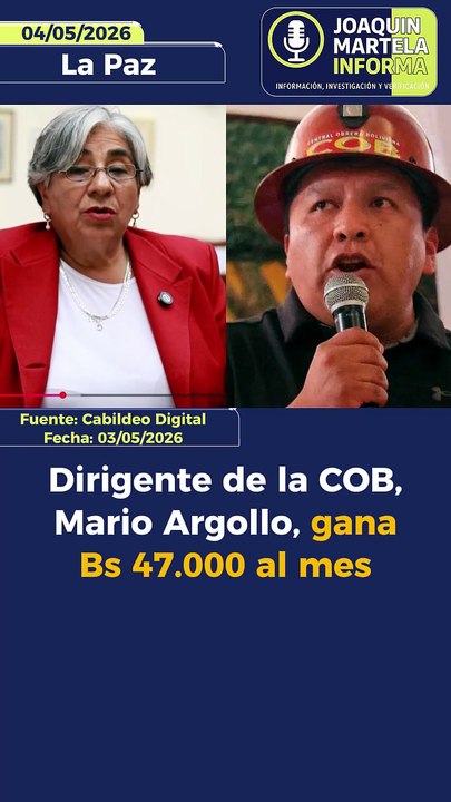 Dirigente de la COB, Mario Argollo, gana Bs 47....