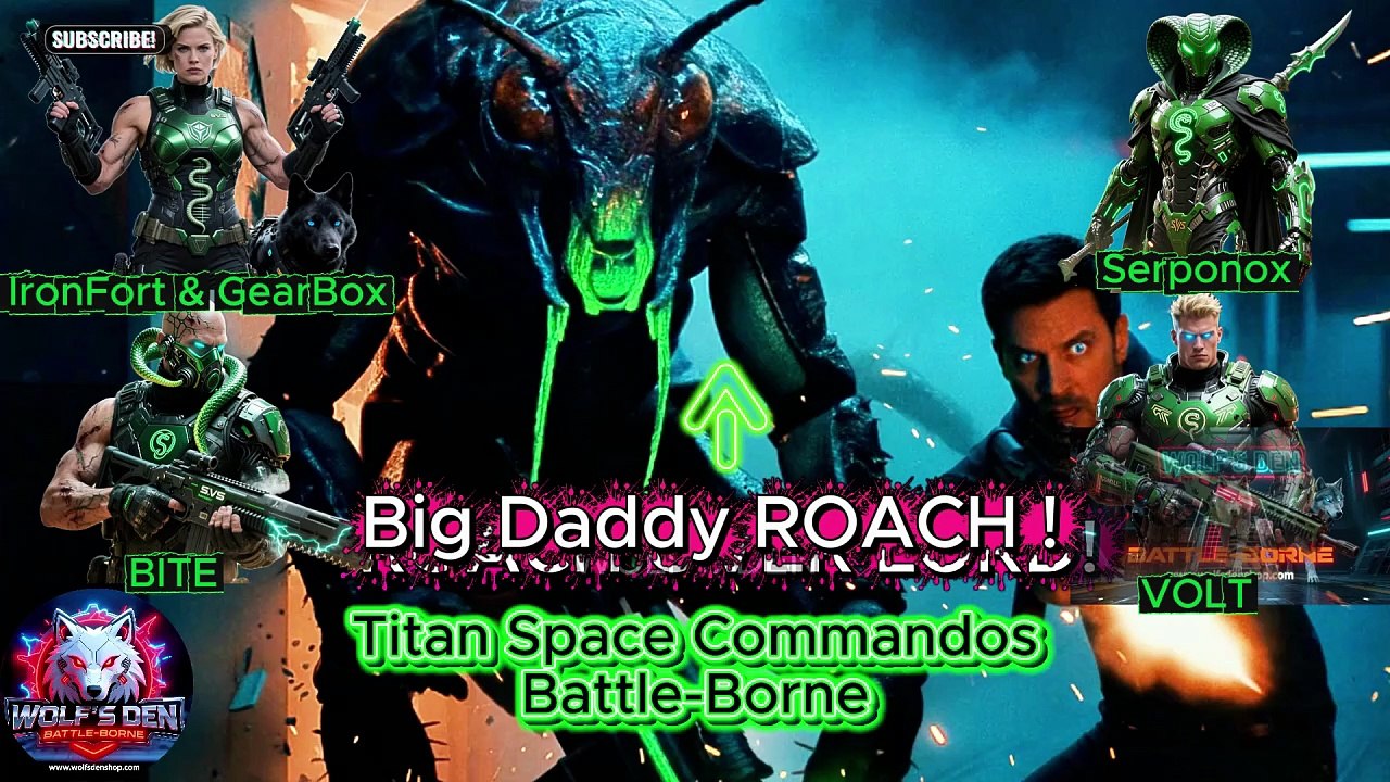 🐺 TITAN SPACE COMMANDOS: BATTLE-BORNE Full HD Version Alt Cover #2 Big Daddy Alien Roach Versus The Titan Space Commandos Battle Borne