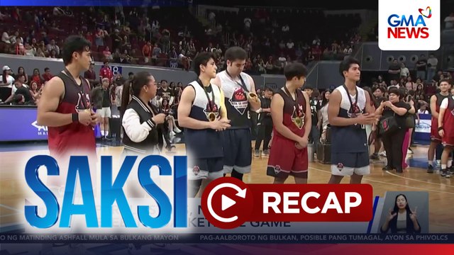 Sparkle stars, nagpasiklab sa celebrity basketball game; Pagbubuga ng usok ng Bulkang Mayon, nakunan sa gitna ng reception ng bagong kasal | Saksi